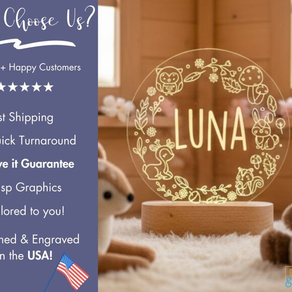 Custom Forest Animals LED Night Light – Whimsical Decor for Kids - Picture 4 of 8